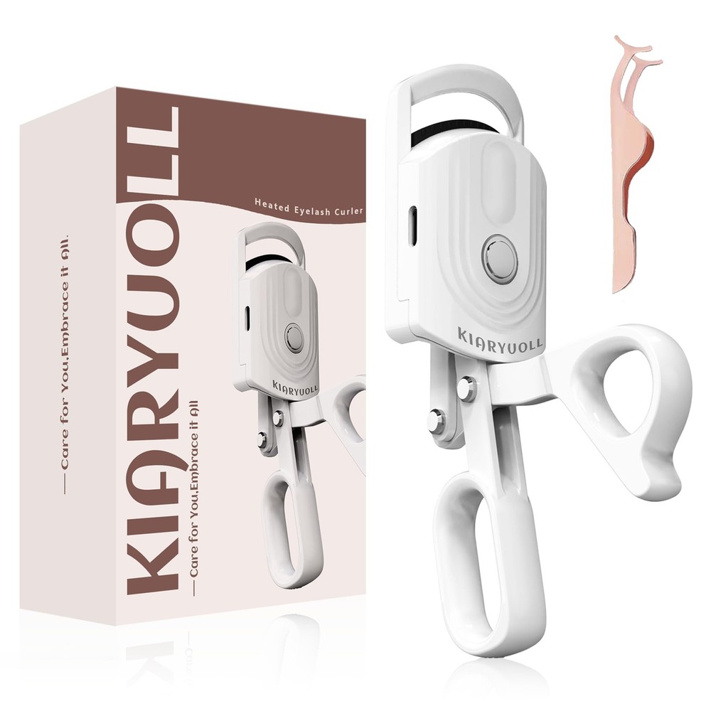 Heated Eyelash Curler USB Rechargeable Type-C 3 Modes Spring Design Tool White