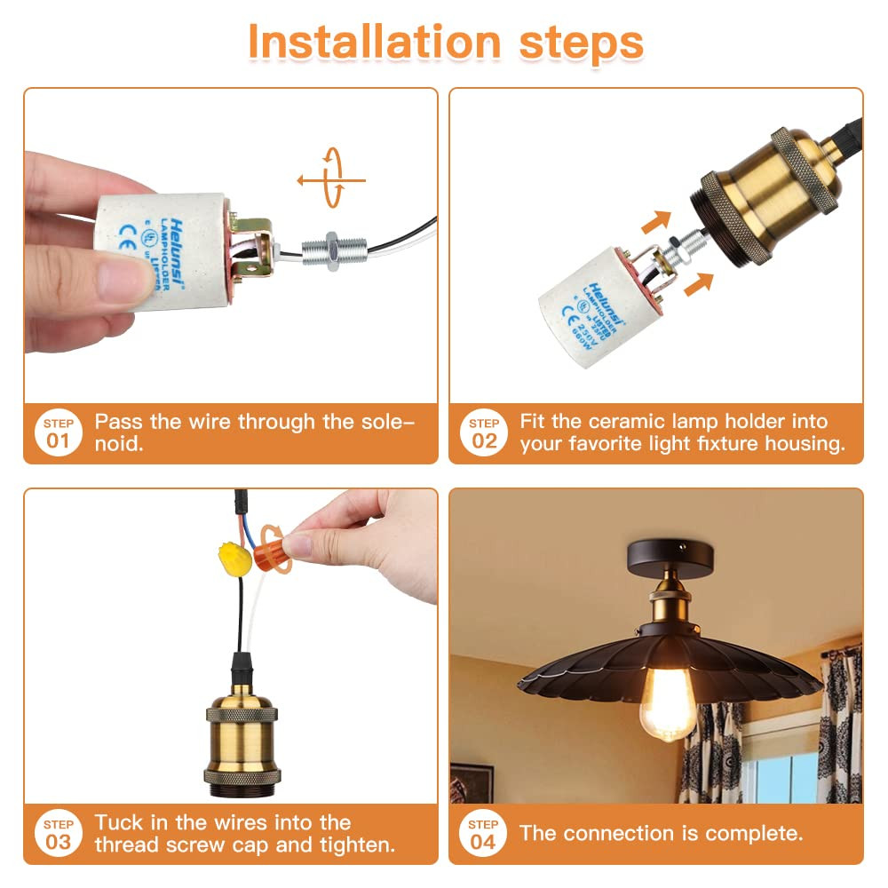 E26 E27 Ceramic Light Socket, Medium Base Porcelain Lamp Holder, Ceramic Light
