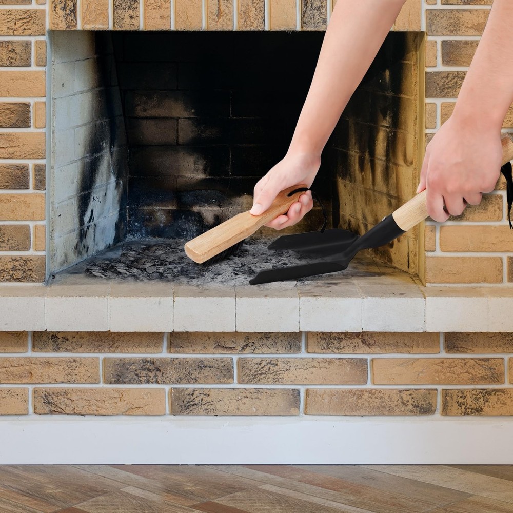 Ash Shovel & Hearth Brush Set - Fireplace Tools Set, Fire Pit Tools, Hearth T...