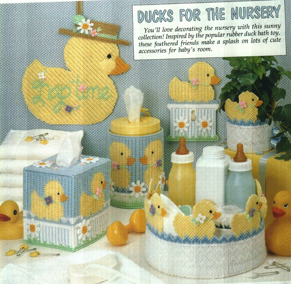 DUCKS FOR THE NURSERY 6 BABY DESIGNS PLASTIC CANVAS PATTERN INSTRUCTIONS