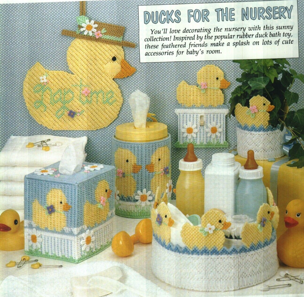 DUCKS FOR THE NURSERY 6 BABY DESIGNS PLASTIC CANVAS PATTERN INSTRUCTIONS