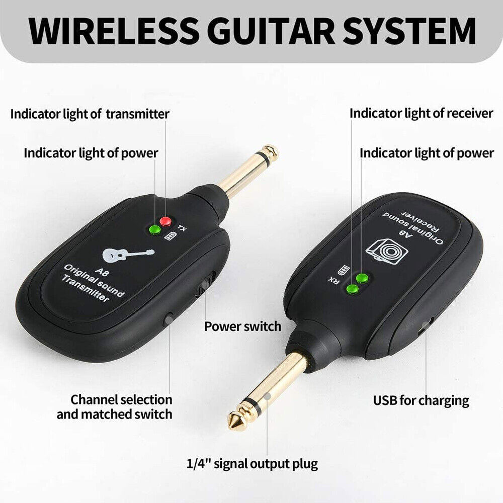 INGPARTNER Wireless Guitar System Transmitter Receiver fit Bass Digital 100ft