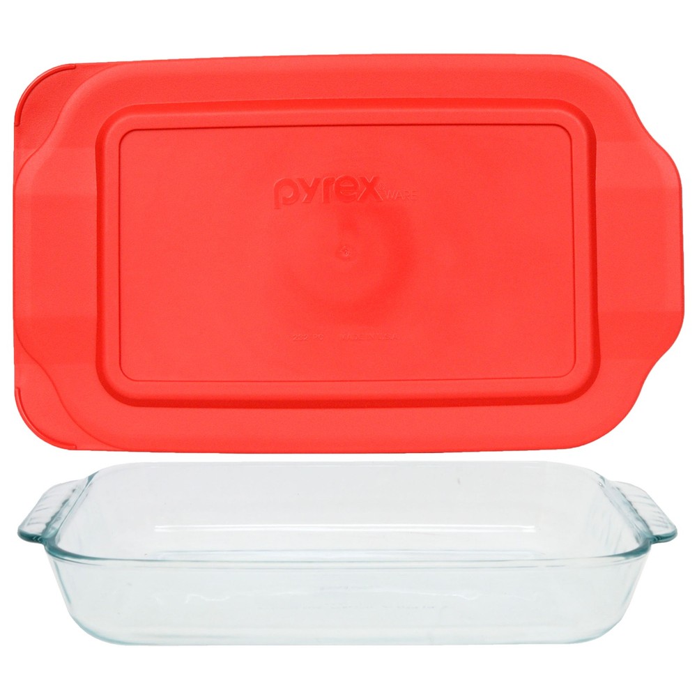 Pyrex 232 2-Quart Glass Baking Dish & 232-PC Red Lid
