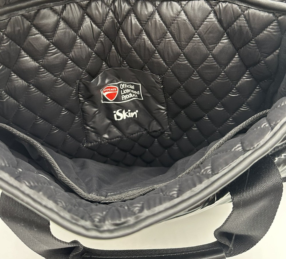 iSkin Collaboration DUCATI Black Redline Nylon Backpack Multi with Pockets Bag