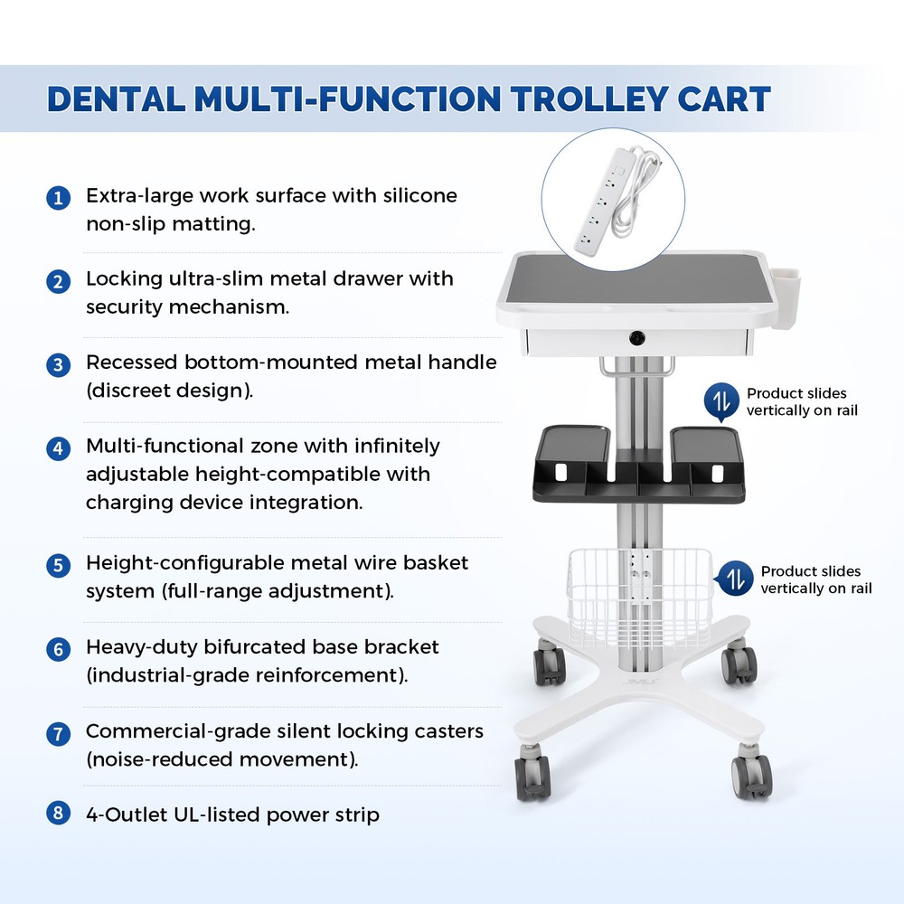 JMU Dental Multi-Function Trolley Cart Mobile Cart Standard Maximum Load