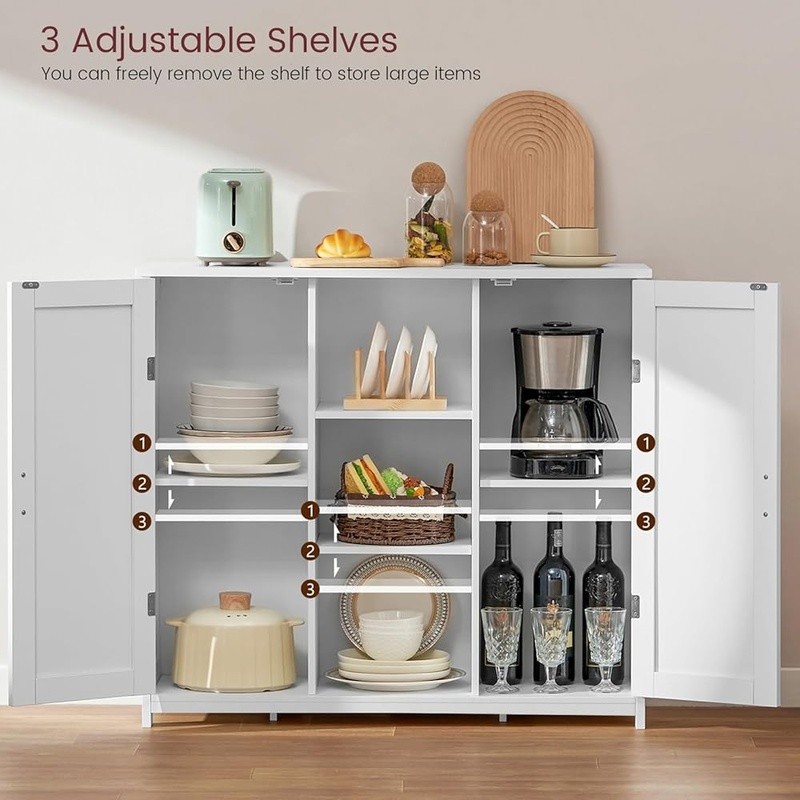Buffet Cabinet Storage Organizer Adjustable Shelves Multi-Functional Sideboard