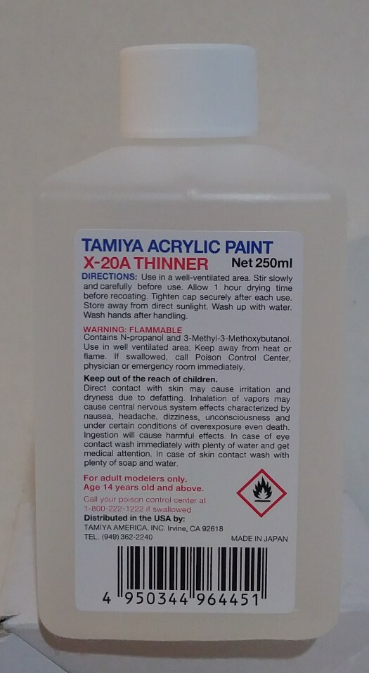 Tamiya X-20A acrylic thinner, 250ml.