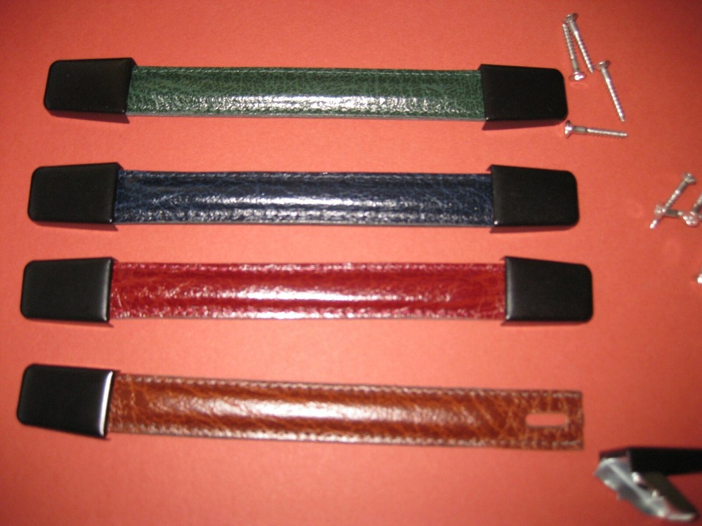 Real Leather strap handle for vintage Moore + Wright tool boxes  Black clasps