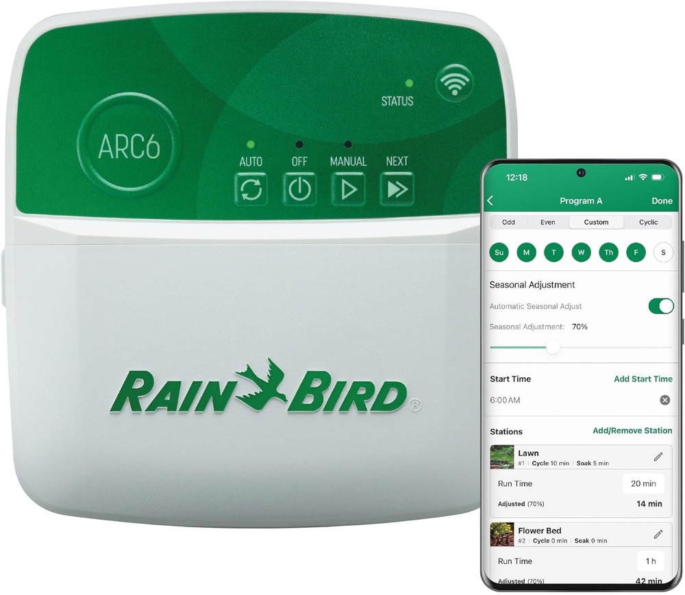 Rain Bird ARC6 App-Based Indoor Smart Irrigation WiFi Timer/Controller, 6-Zon