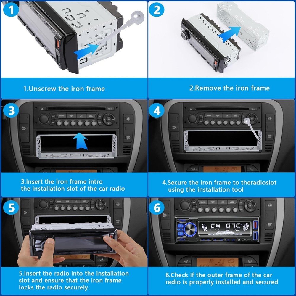 Bluetooth Single DIN Car Stereo – Fast Charging, 7 LED Modes & App Control