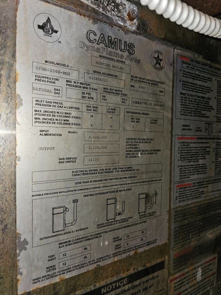 Camus DFNH-2500 Hot Water Boiler | 2,500,000 BTU | Natural Gas | Commercial
