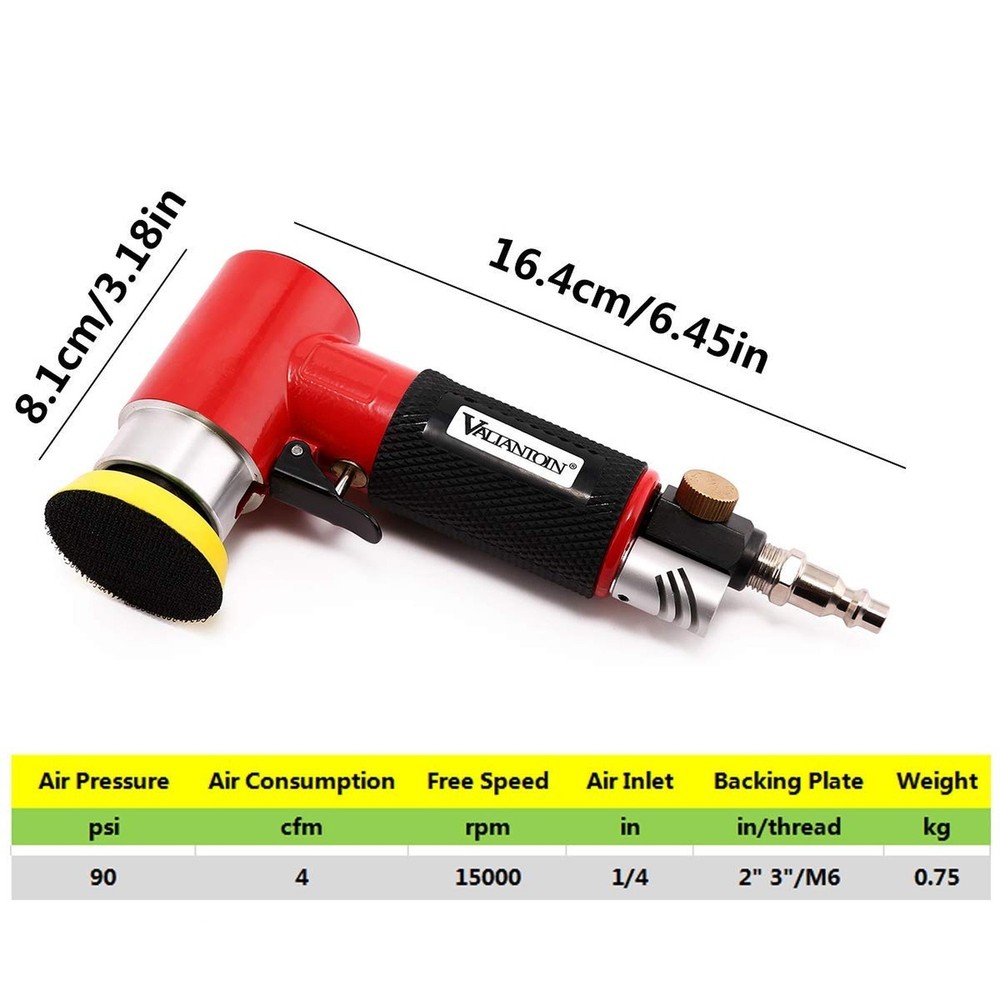 Valianto 2" 3" Mini Air Sander, Pneumatic Sander Random Orbital Eccentric Dua...