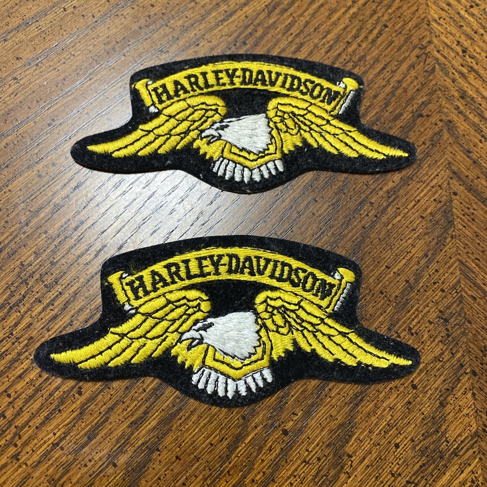 Two New Harley Davidson Patches Black Gold Winged Eagle