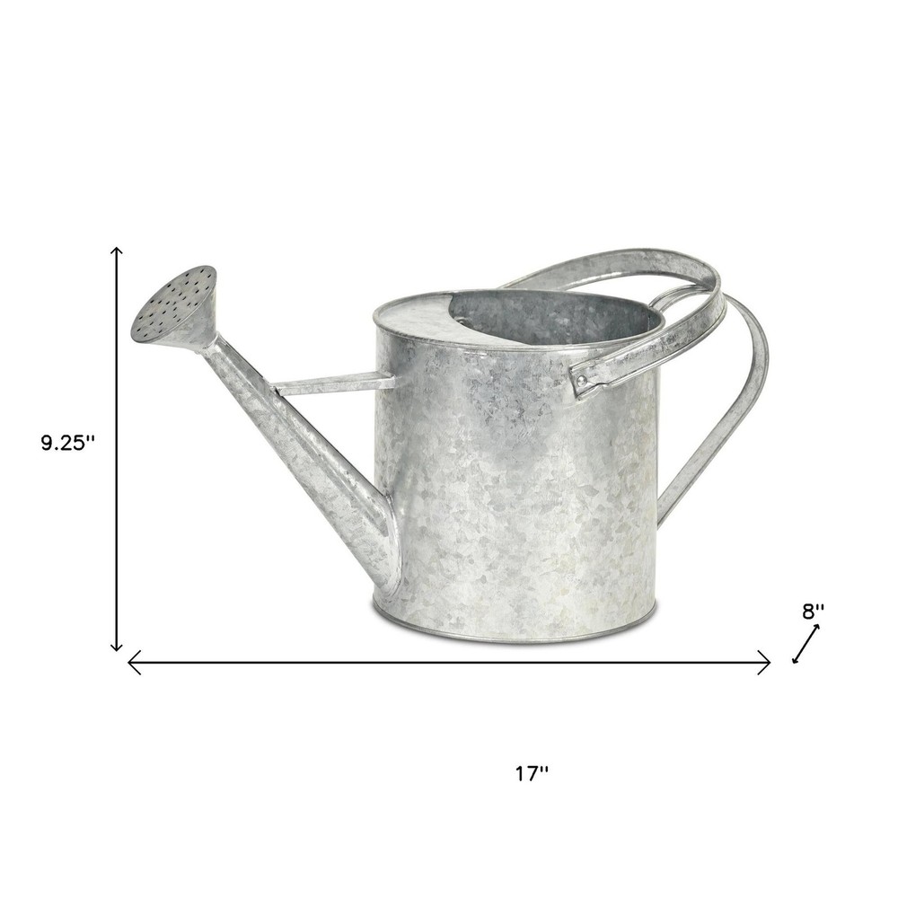 9" Gray Galvanized Metal Decorative Watering Can