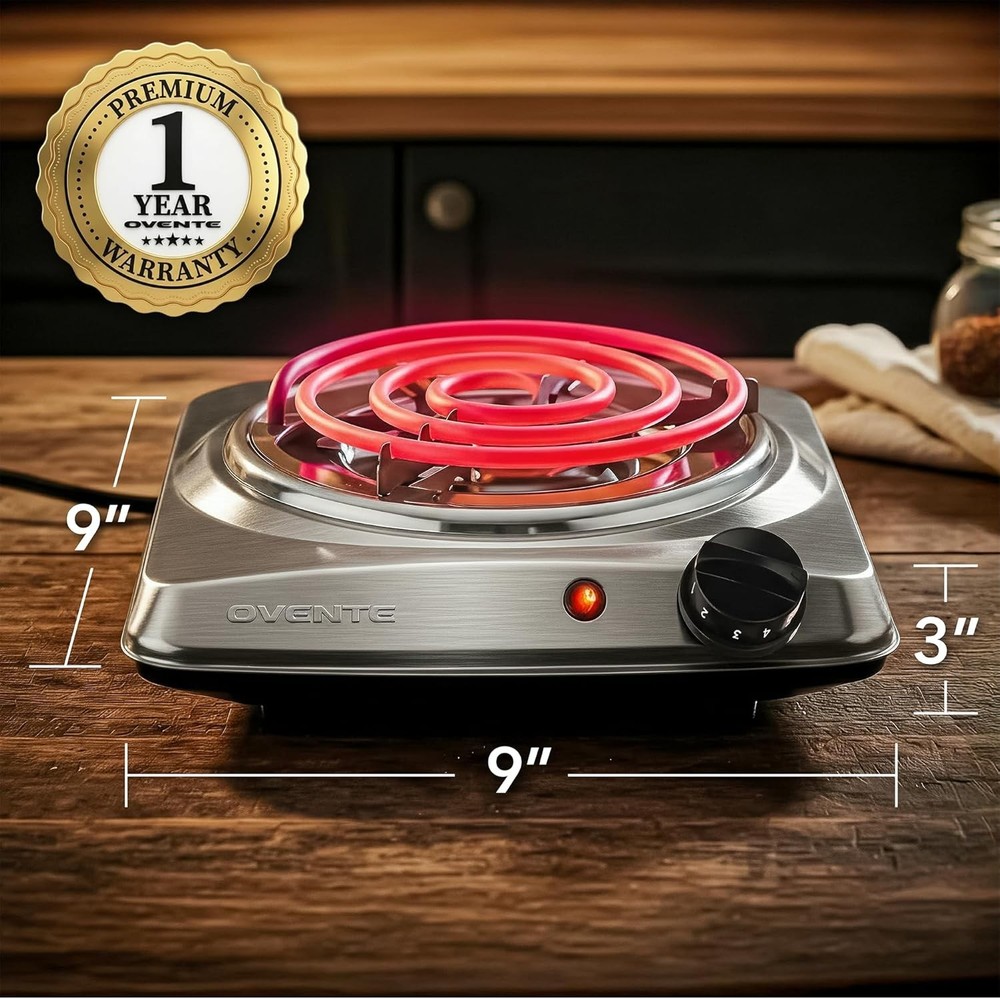 Efficient 1000W Coil Burner with Adjustable Temperature - Perfect for Indoor Use