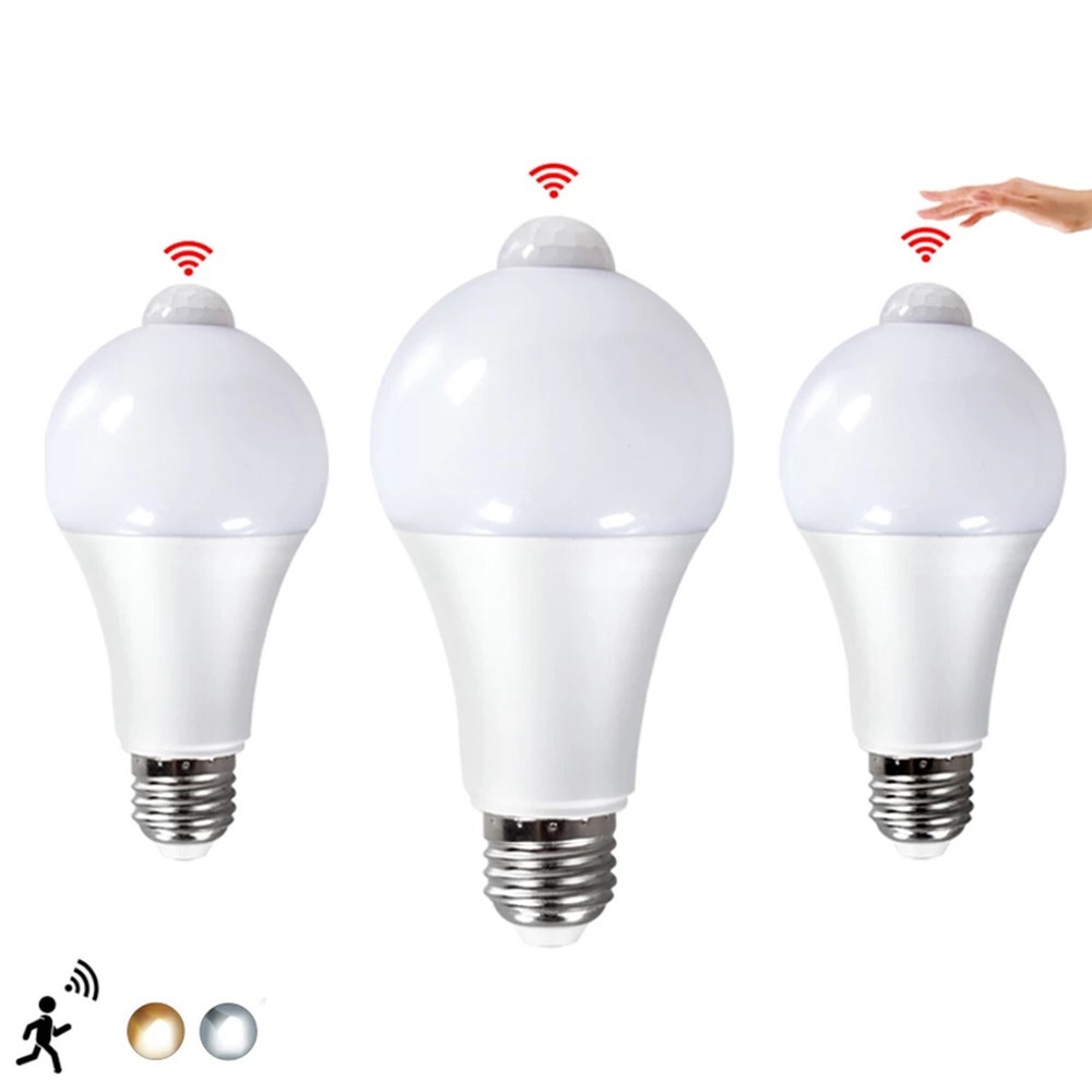 4x Dusk to Dawn E27 PIR Motion Sensor Lamp 12W LED Bulb Light Infrared Motion