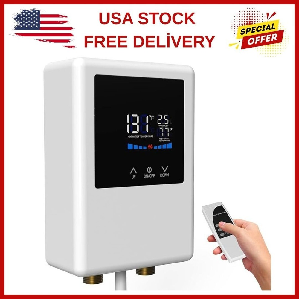 Tankless Water Heater Electric, 5500W 110V Instant Hot Water Heater with Remote