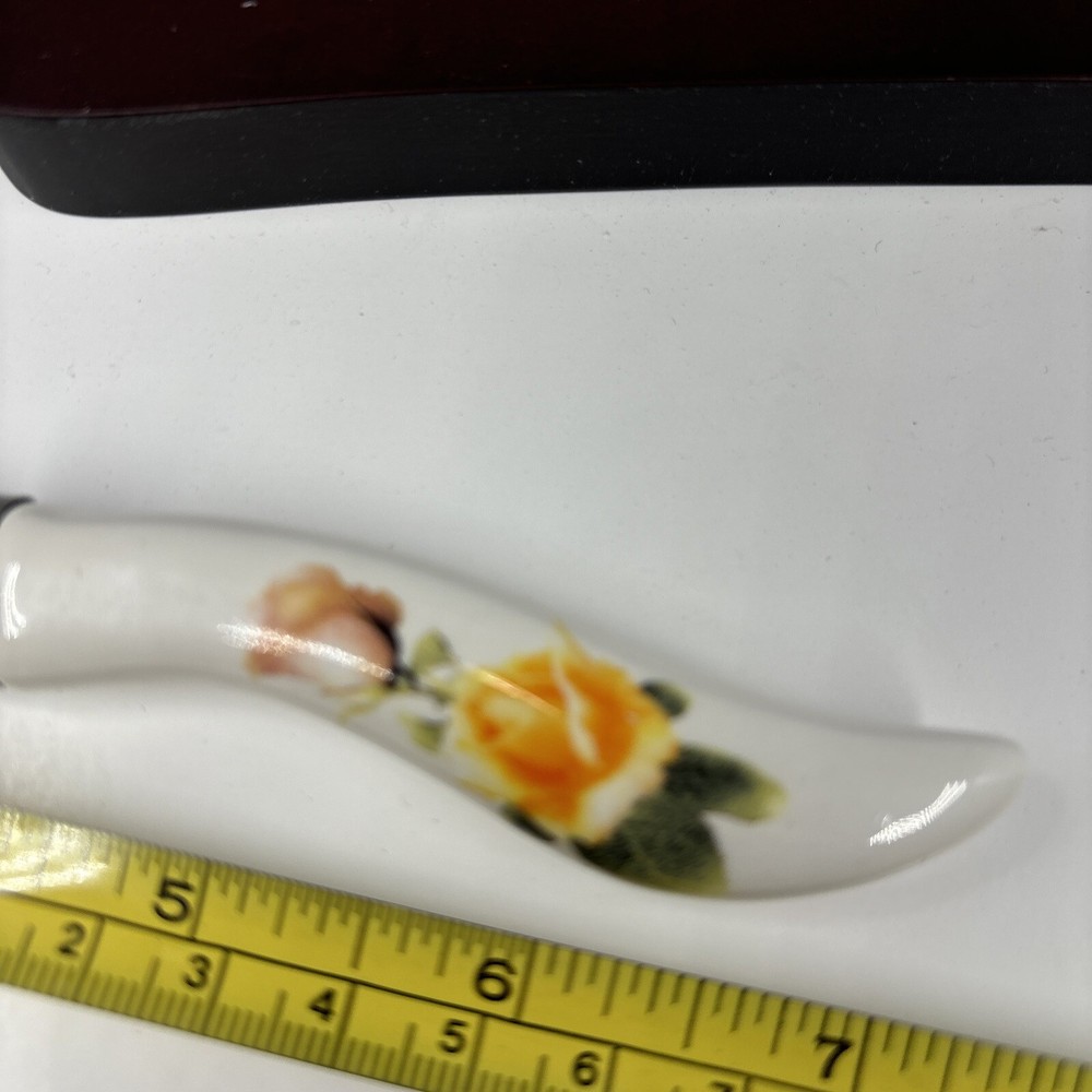 Avon 2005 Tile Cheese Board & Knife Roses Pattern Never Used