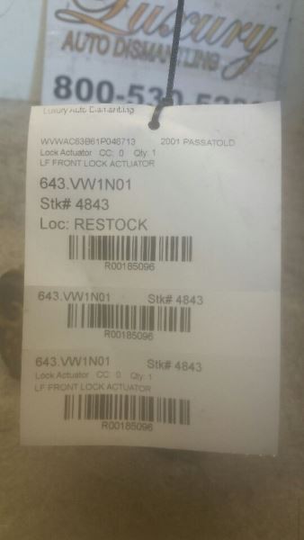 2001 Passat, OLD - - Left Front Lost Actuator - 185096