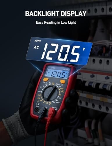 Digital Multimeter Tester 2000 Counts with DC AC Voltmeter and Ohm Volt Black