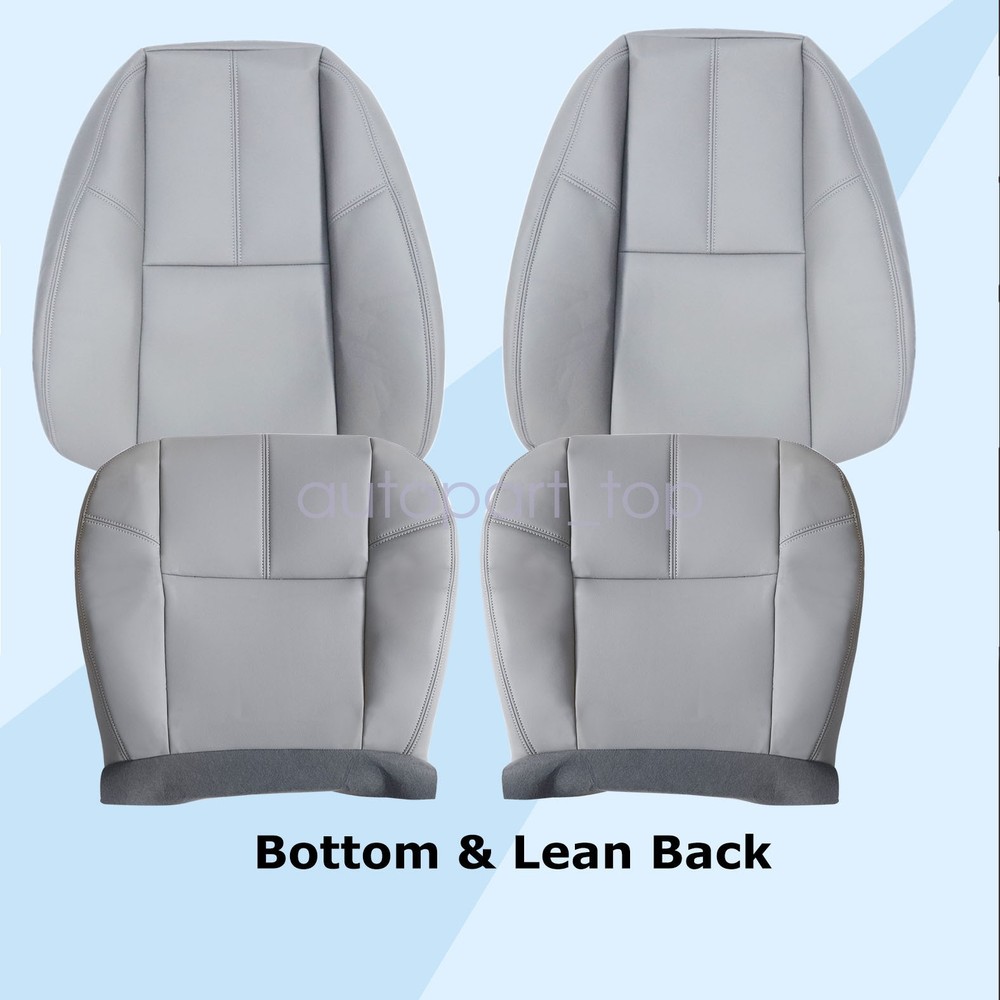 For 2007-2014 Chevy Silverado Both Side Gray Leather Bottom-Back Seat Cover&Foam