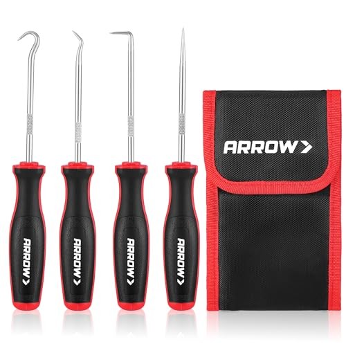 ARROW 4-Piece Precision Hook and Pick Set with Pouch, Mini Pick Tool Set for