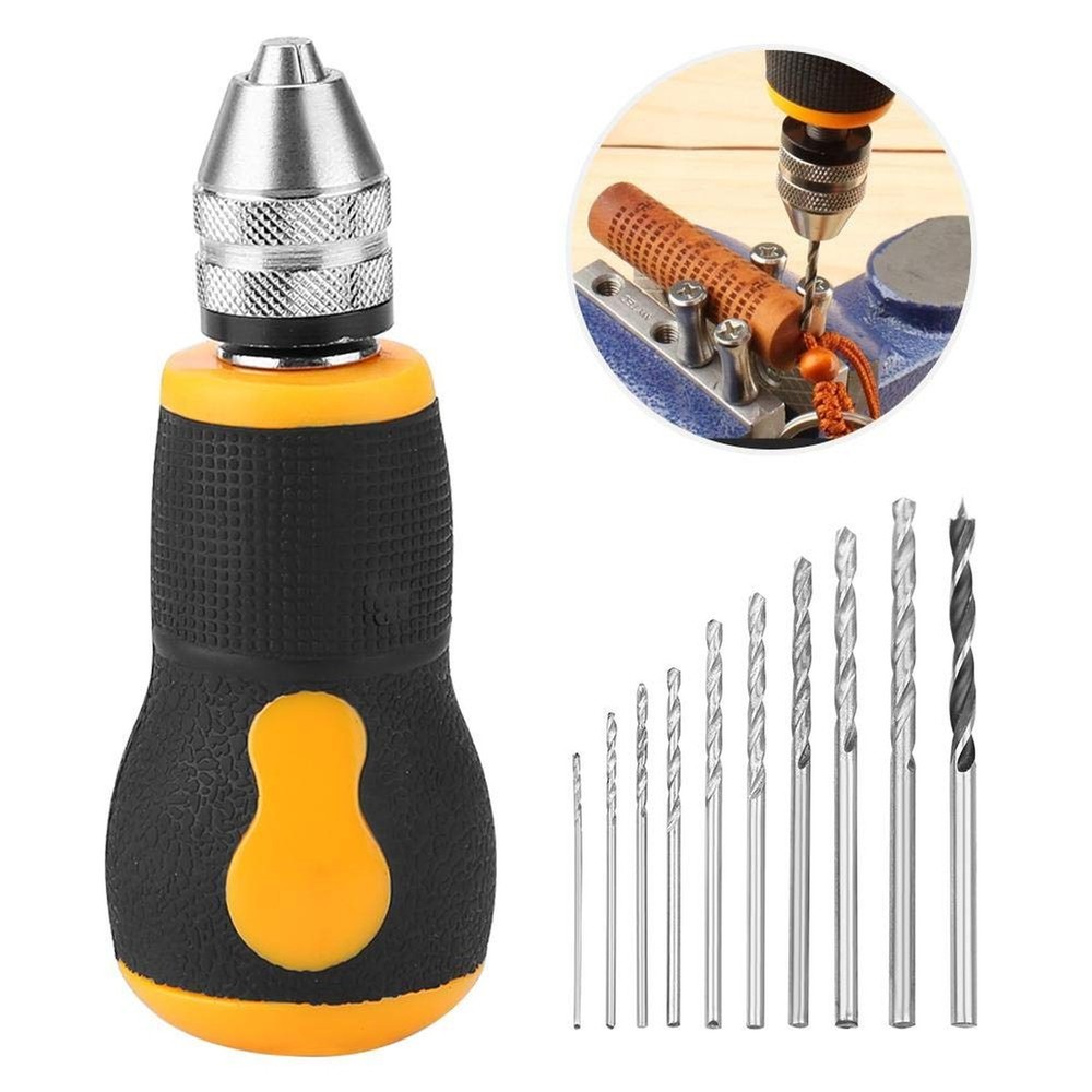 Mini Hand Drill - 10pcs Small Drill Bits Set, 0.8-3.0mm