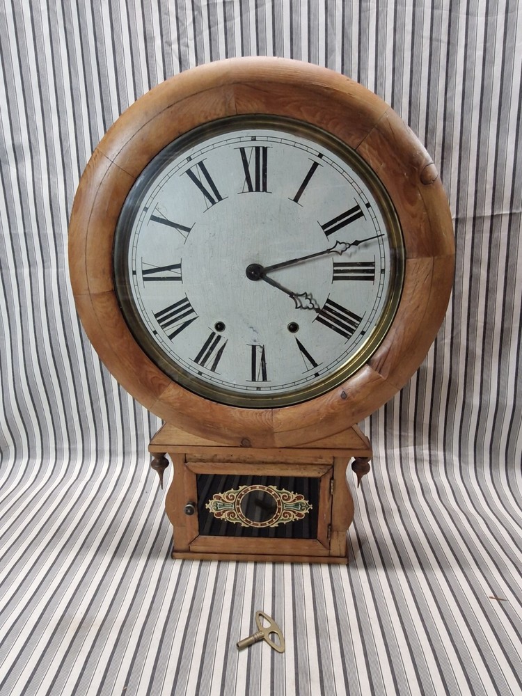 Antique Drop Dial Wood Wall  Clock