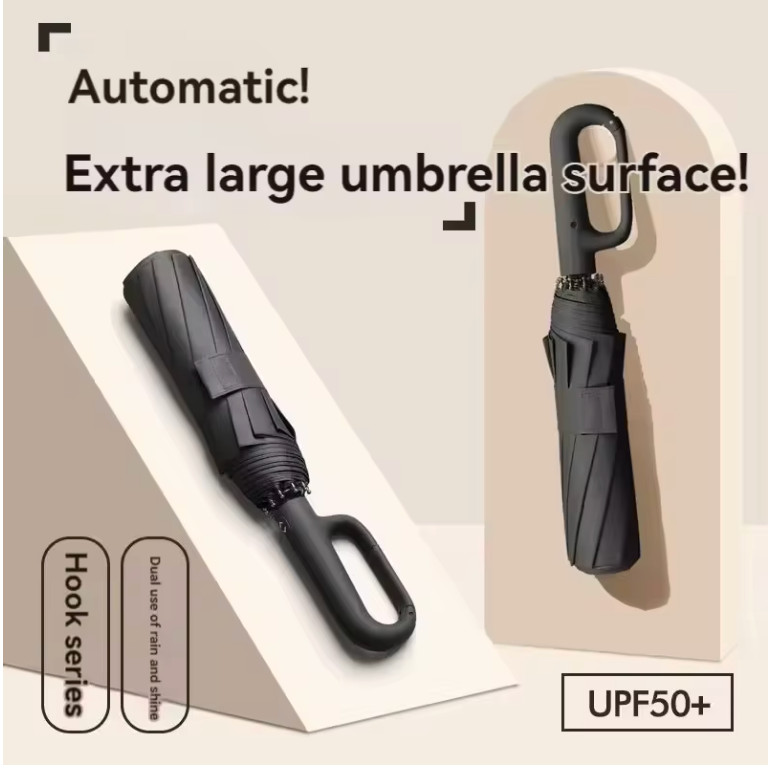 1 PC Automatic Folding Umbrella 20 Ribs Windproof Extra Large Sun Rain UV