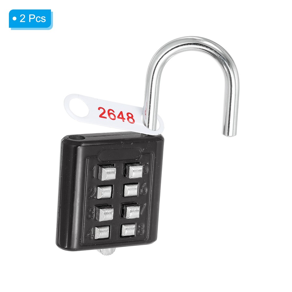 8 Digit Button Combination Padlock 2pack 4 Digit Locking Mechanism Lock Black