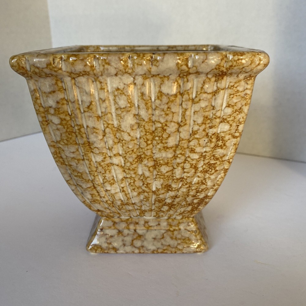 Footed Ceramic Planter/Vase Amber Cream Glaze