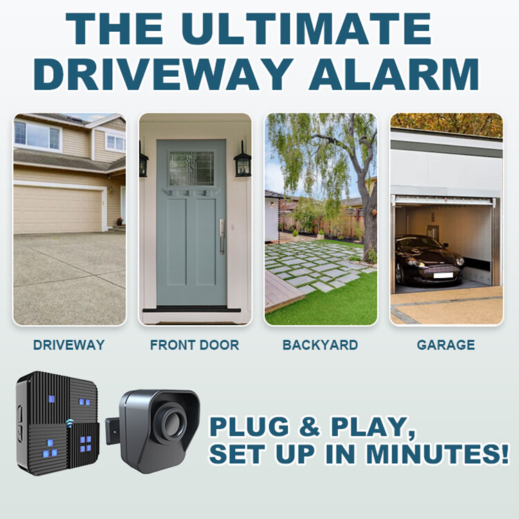 Wireless Solar Driveway Alarm Sensor Security System Receiver+Sensor Plug&Play