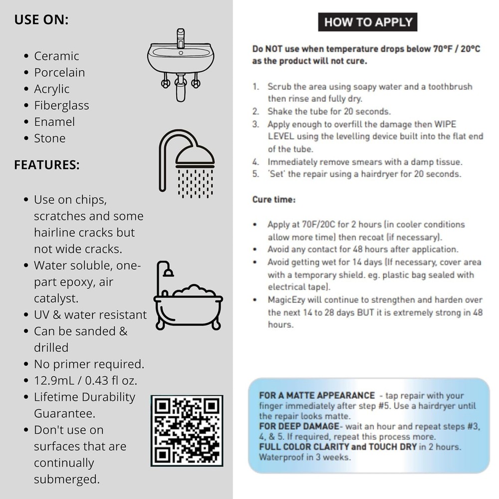 Bath & Sink RepairEzy - Professionally and Easily Touch- Up Cracks, Chips, an...