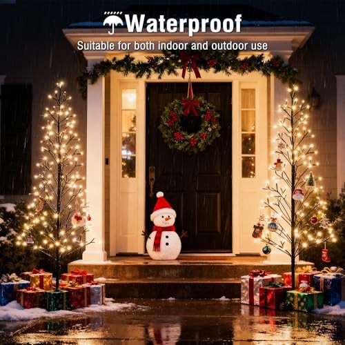 4.9 FT Outdoor Artificial Tree with Lights - String Lights - Warm White