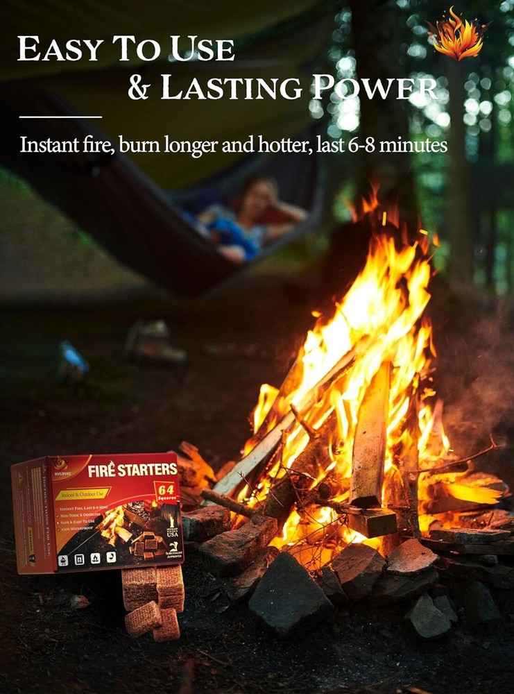 Fire Starter Fire Starter Cubes, 64 Mini Square Charcoal Firestarter Squares for