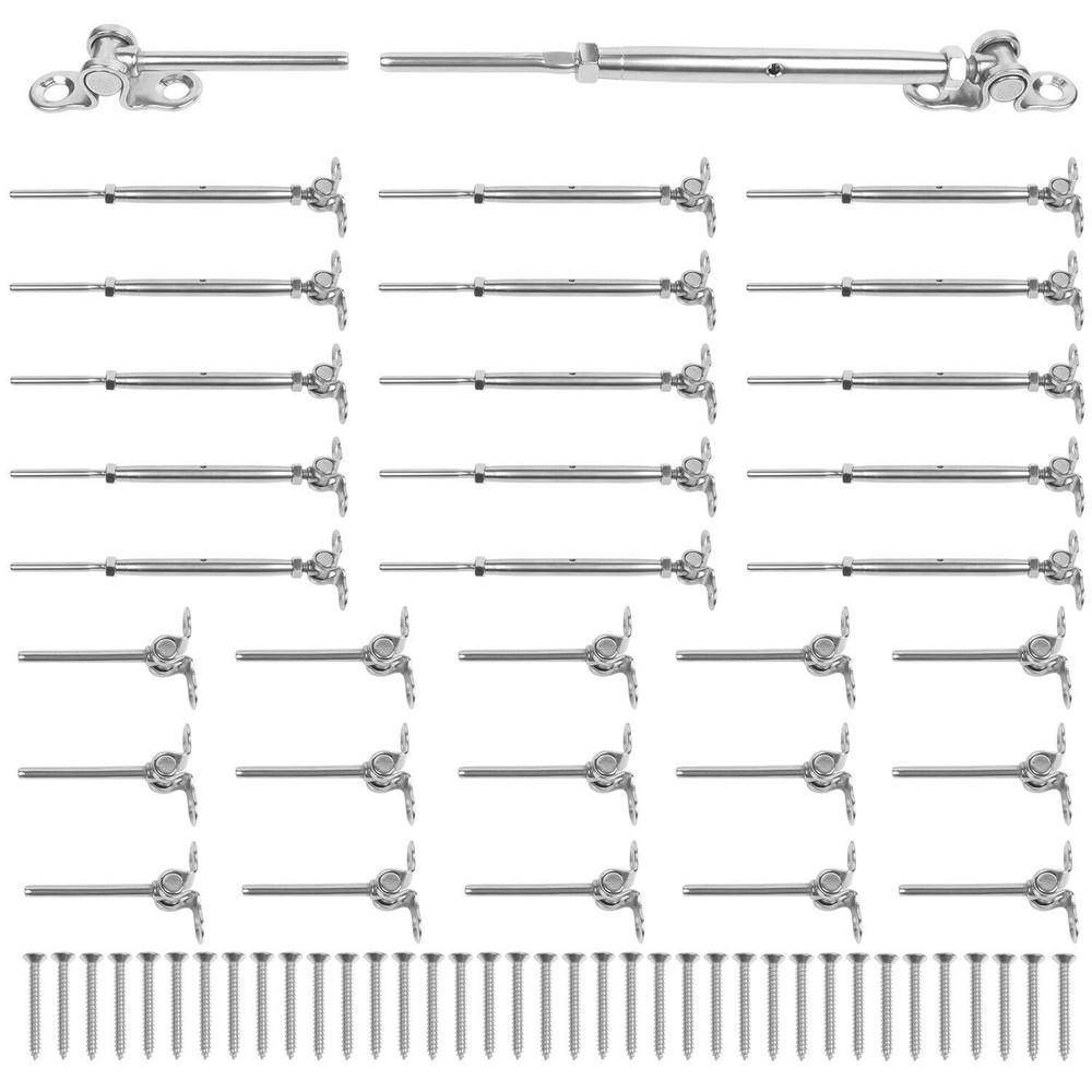 1/8"Cable Railing Kit Swage Toggle Turnbuckle Hardware Adjustable Angle 15 Pairs