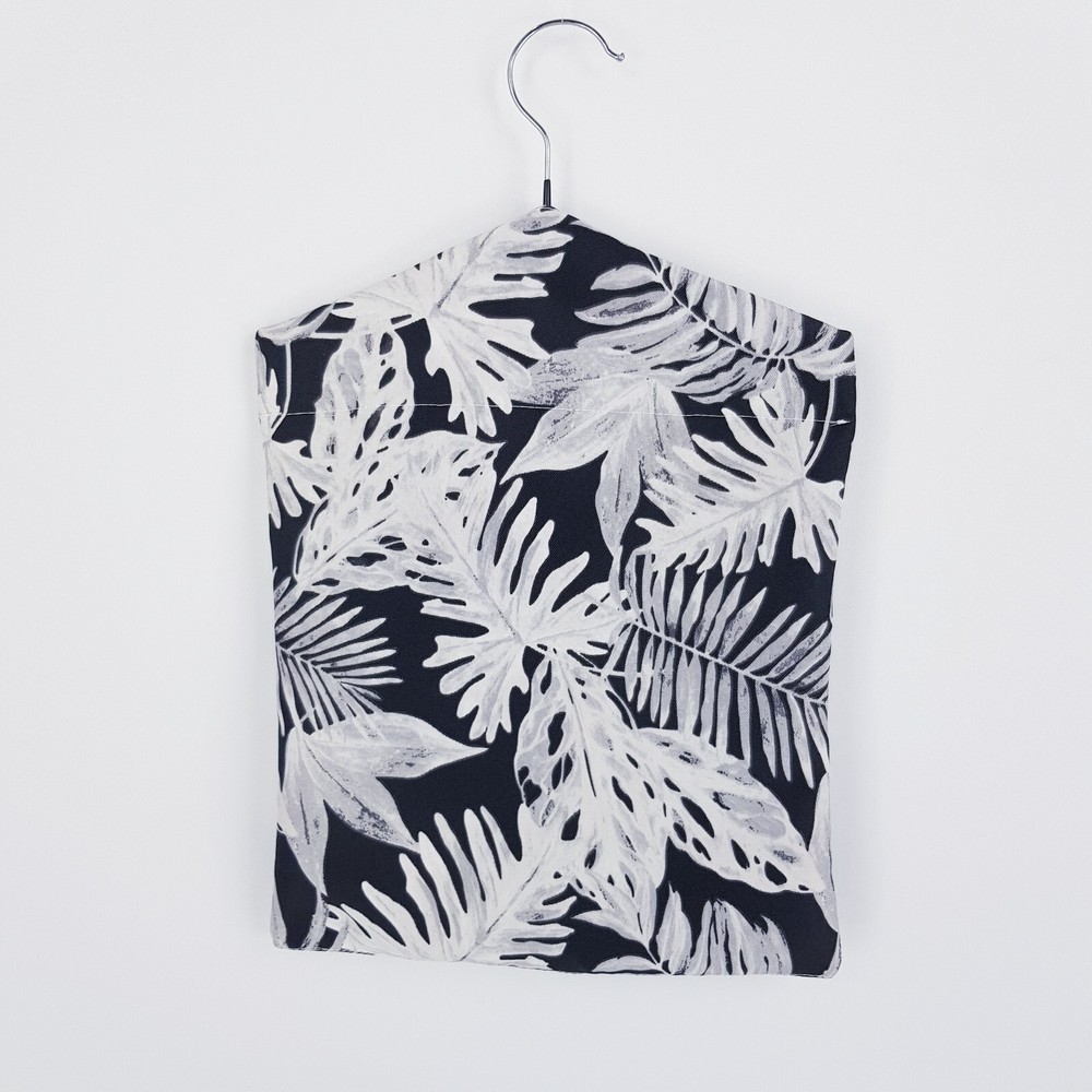 Peg Bag Handmade Black White Leaf Print Lined Laundry Clothes Peg Holder
