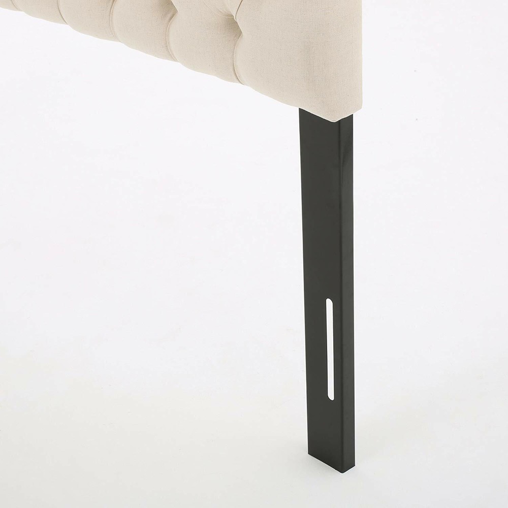 Beige Cream Tufted Fabric Upholstered Headboard Full Queen Size Bed Frame Mount