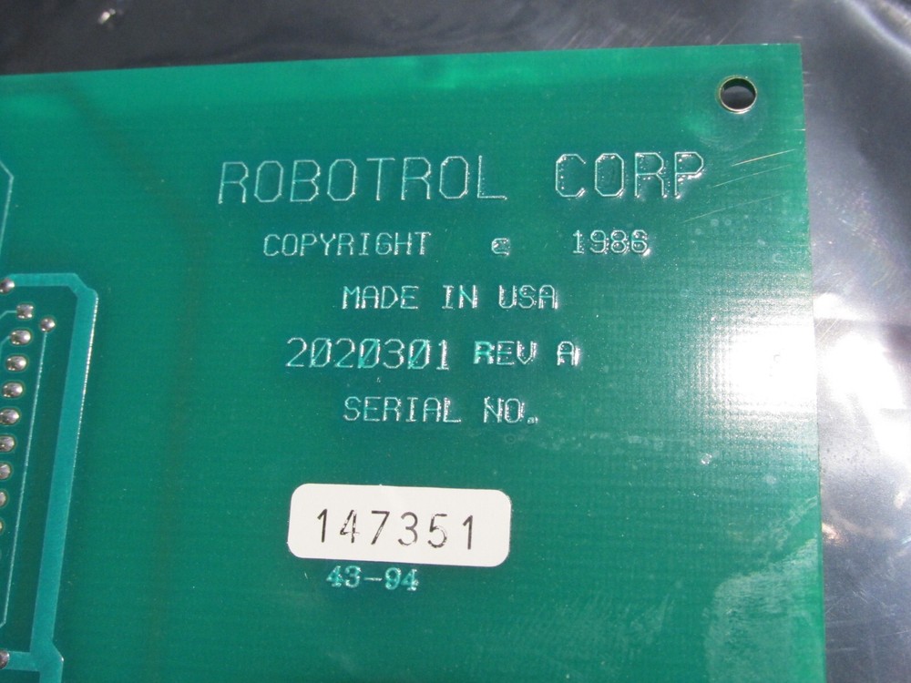 Robotrol 2020301 rev A Analog I/O Controller ADA 88 PC board