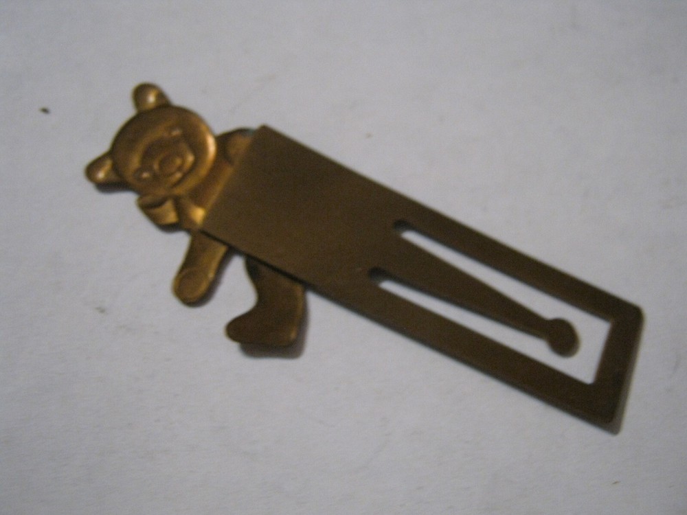 Cute Brassy TEDDY BEAR 3.25" Bookmark