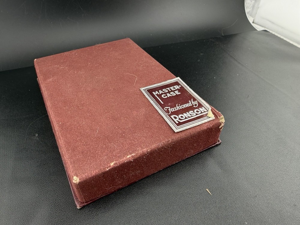 Ronson Mastercase Cigarette Case Lighter Combo Black Enamel Art Deco UNTESTED