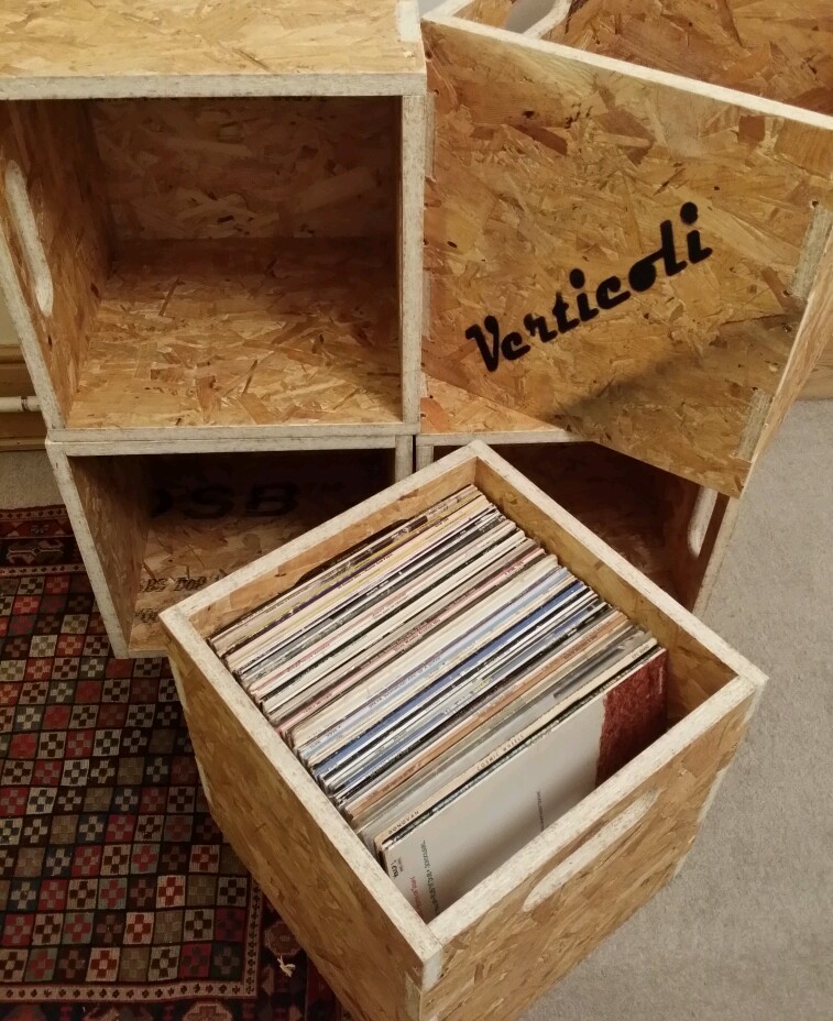 12" Vinyl LP Record Storage Cube Box Crate Stackable osb