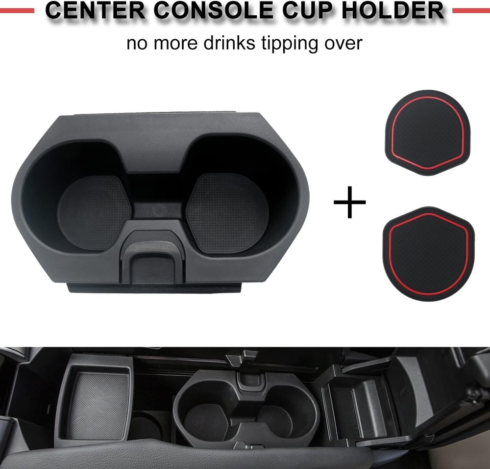 Civic Cup Holder Insert w/Coaster for Center Console Compatible red coaster