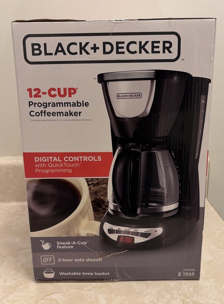 Black Decker 12-Cup Programmable Coffeemaker New In Box Model DCM100B