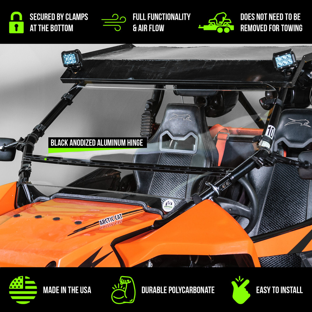 TERRARIDER ARCTIC WILDCAT TILTING UTV WINDSHIELD - STD. 3/16"