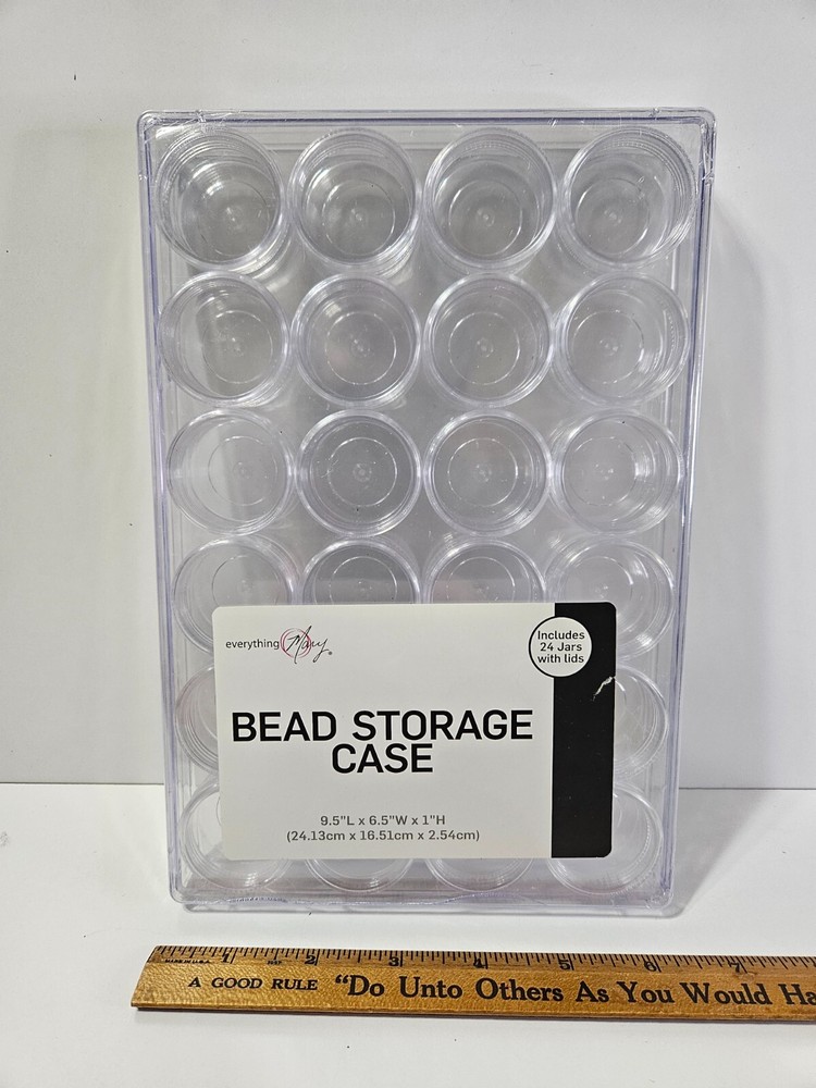 Everything Mary Bead and Crafts Plastic Storage Case 24 Jars with Lids