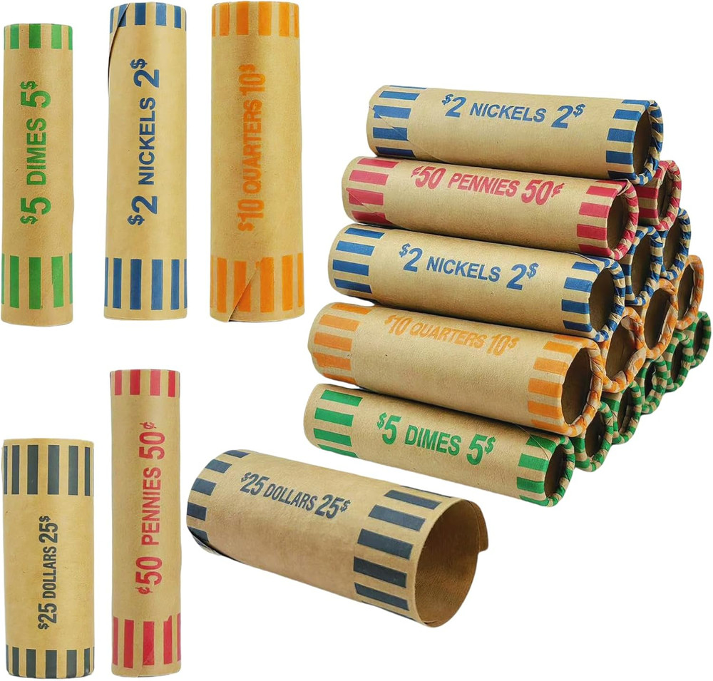 Coin Wrappers Assorted Paper Rolls 110PCS