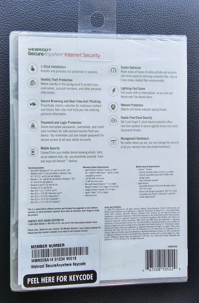 Webroot SecureAnywhere Internet Security Full Version for Windows/Mac Sealed