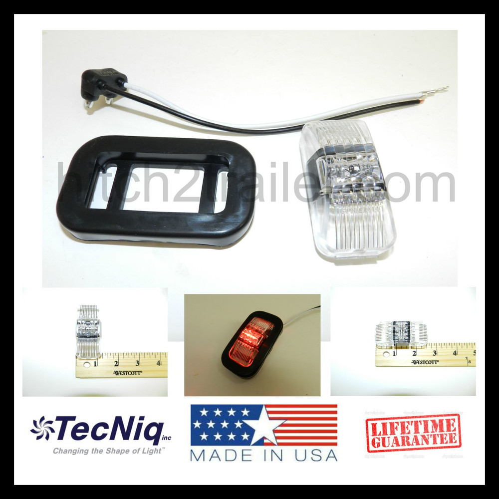 (1) Clear RED LED Lights 1.2" x 2.5" Grommet Clearance Marker trailer USA MADE