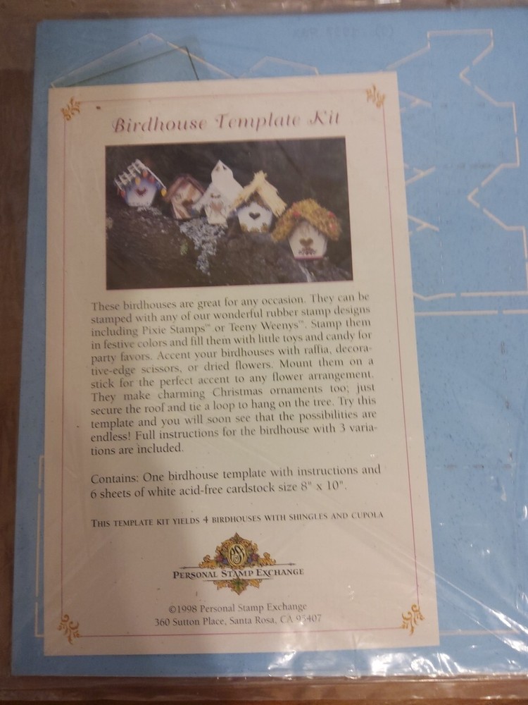 1998 Birdhouse Template Stencil Kit Personal Stamp Exchange